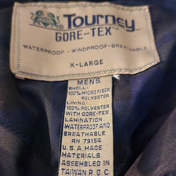 Vintage Tourney Jacket  Blue Gore Tex Windbreaker Pullover Waterproof  Sz XL - Picture 5 of 9
